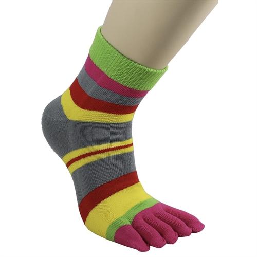 Tåstrømper One-Size Farvede Med Striber